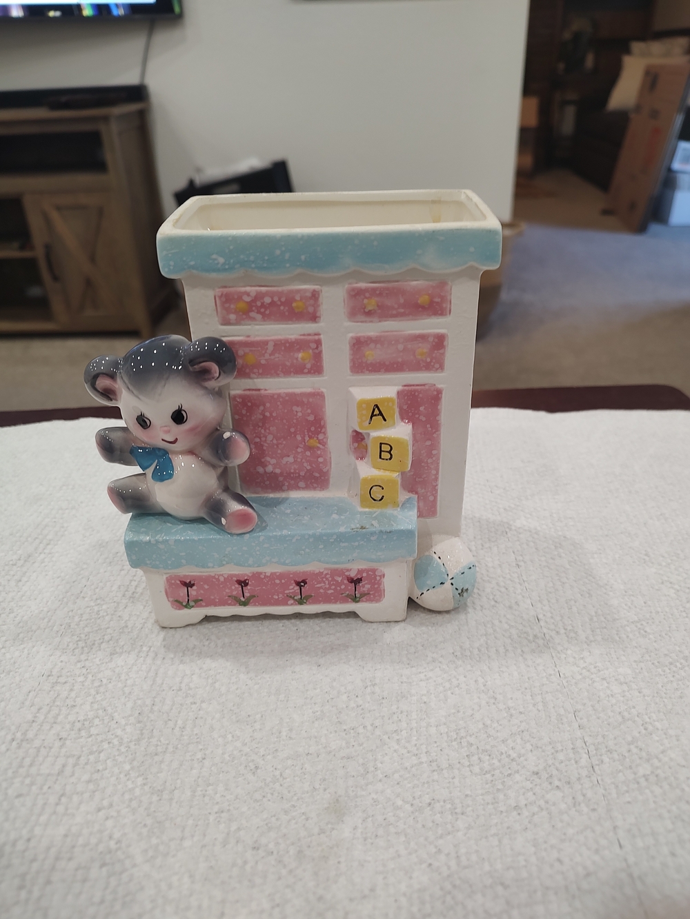 Vintage 1959 Rubens Originals Bear ABC Nursery Ceramic Planter #524
